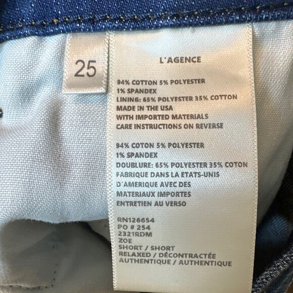 L'AGENCE The Zoe Perfect Fit Denim Shorts Raw Hem Size 25 NWT - Picture 6 of 9